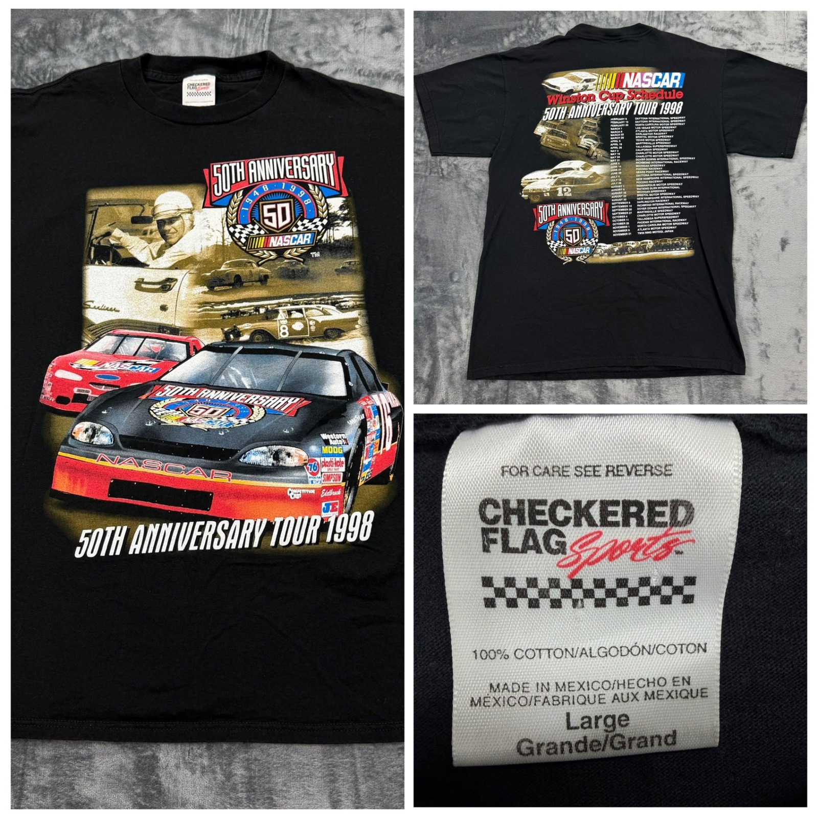 Vintage 1998 Nascar 50th Anniversary Tour Graphic Shirt Winston Cup Mens Large